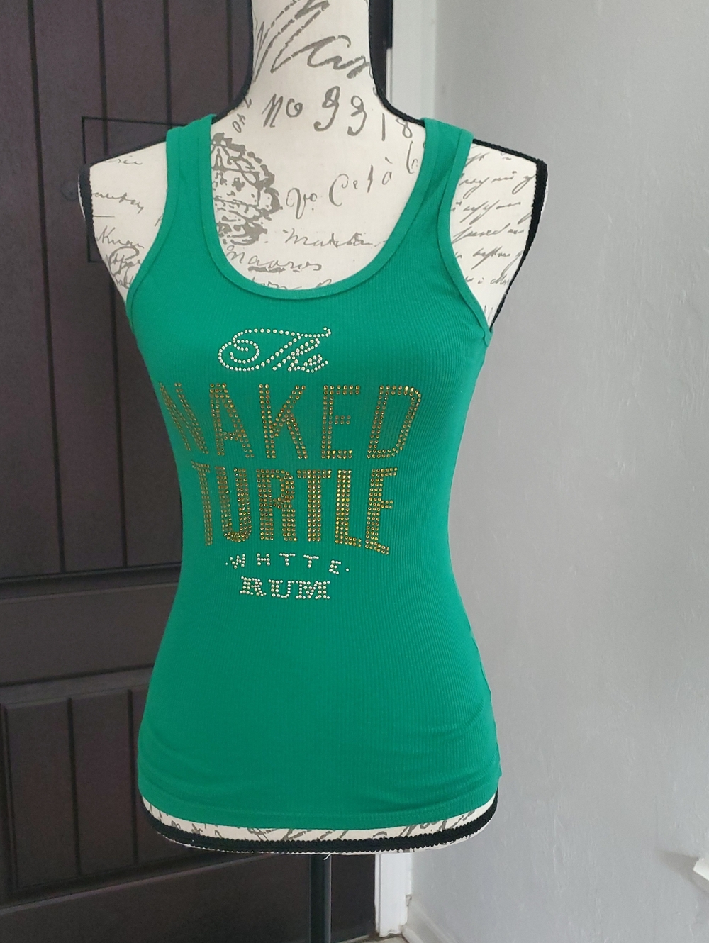 American Apparel The Naked Turtle Green Ribbed Women's Tank Top